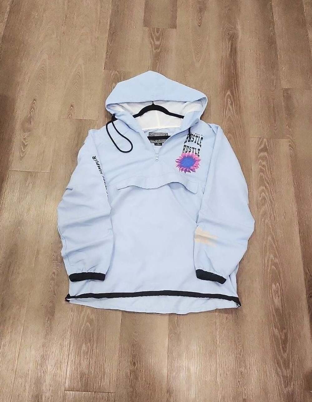 Brooklyn Cloth Blue Hustle Sunflower 1/4 Zip Pullover Windbreaker Hoodie XL